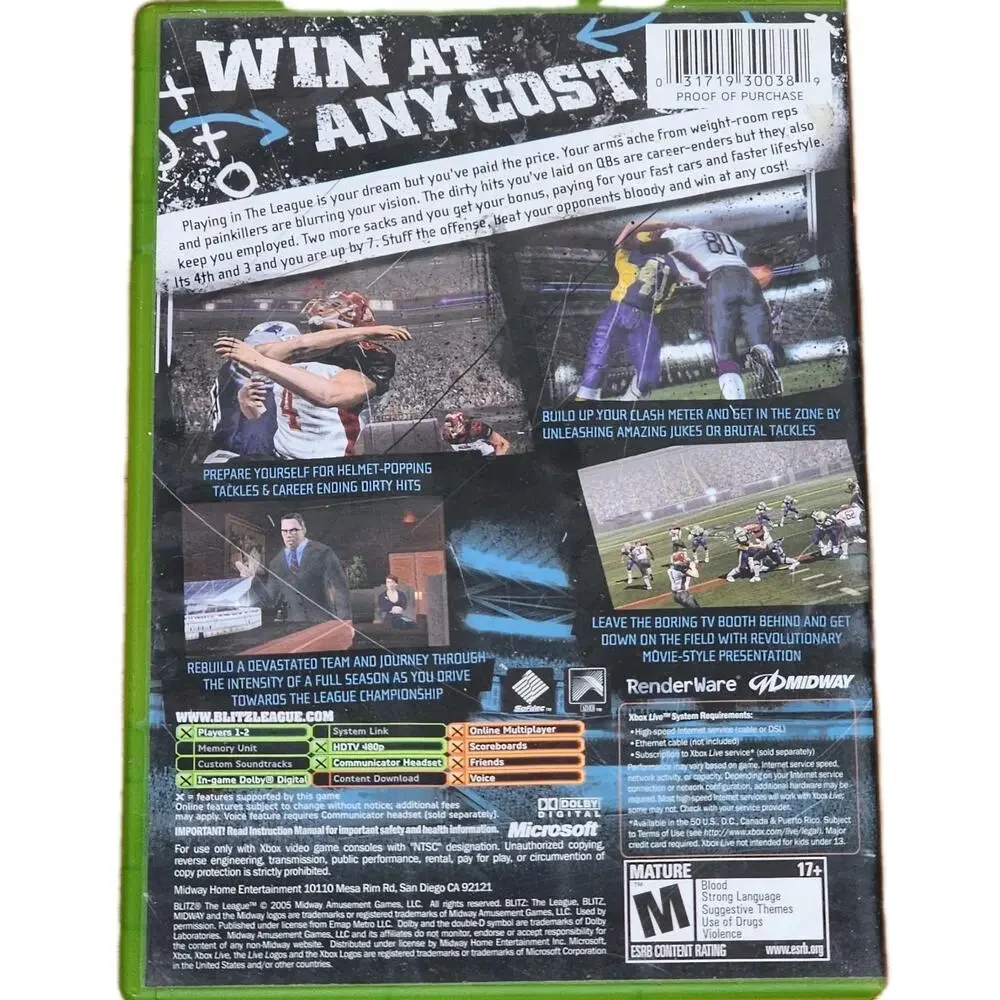 Blitz The League Xbox Video Game Football Sports CIB Complete